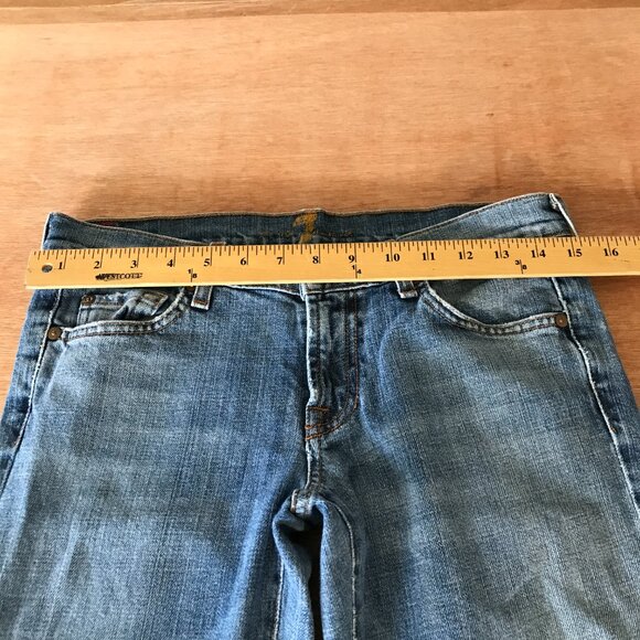 7 For All Mankind Flare Jeans Women 28 Blue Low Rise Medium Wash Stretch 17945 - Picture 9 of 12
